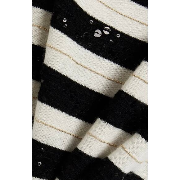 Brunello Cucinelli Wide Striped Crewneck Sequin Embellished Sweater w/ Monili - Picture 9 of 16